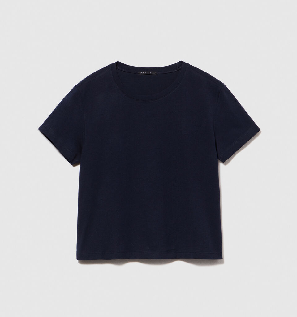 Boxy fit t-shirt in organic cotton - women's short sleeve t-shirts - Dark Blue | Sisley image number 6